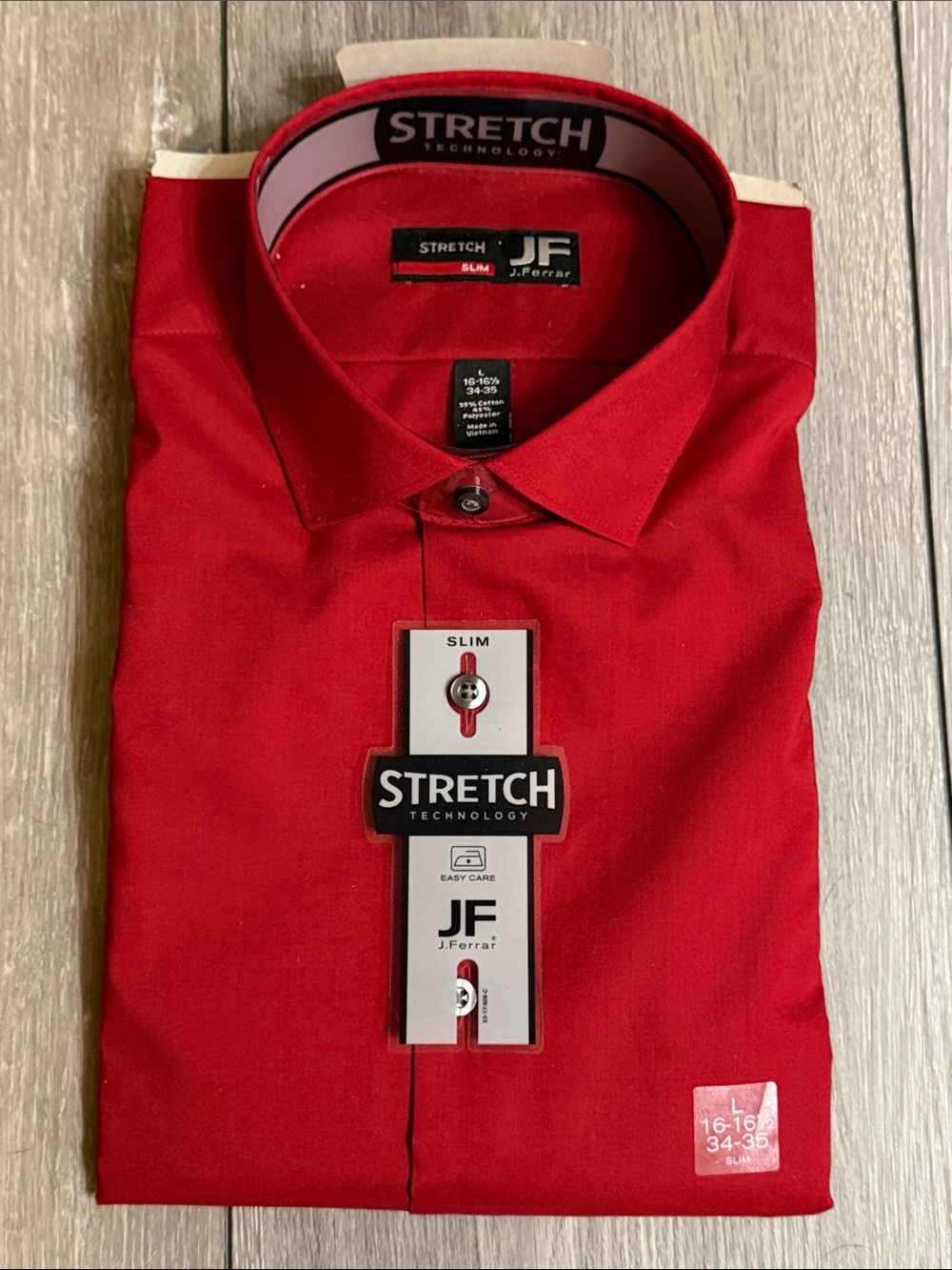 jf j.ferrar Red Stretch Slim Fit Men’s Dress Shirt